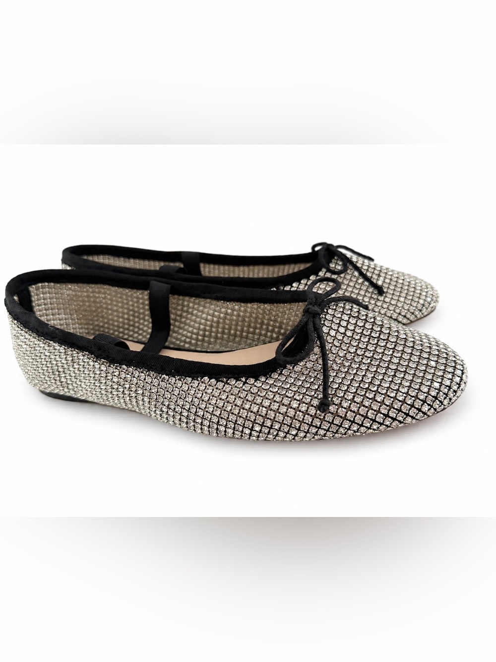 Loeffler Randall Leonie Crystal silver Mesh Mary Jane ballet glam Flats size 6 - Picture 2 of 6